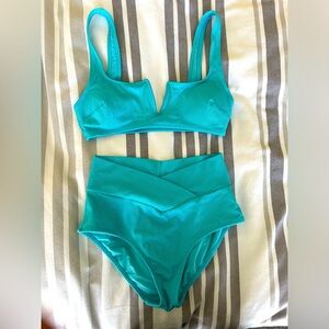 Aerie Blue Shine Pique Bikini.  Size S